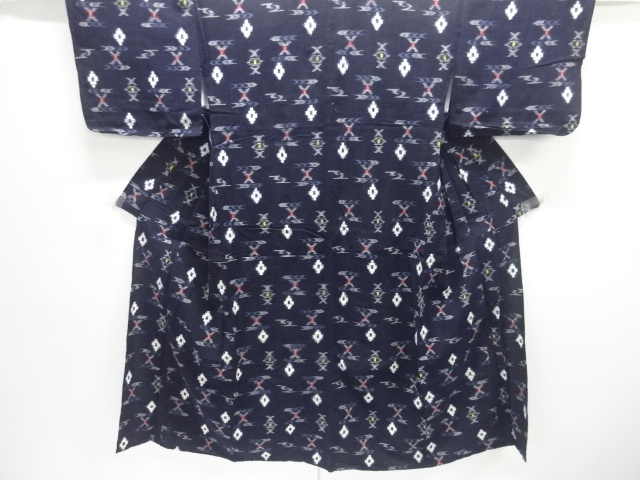 JAPANESE KIMONO / ANTIQUE COTTON HONBA KURUME KASURI ABSTRACT PATTERN 